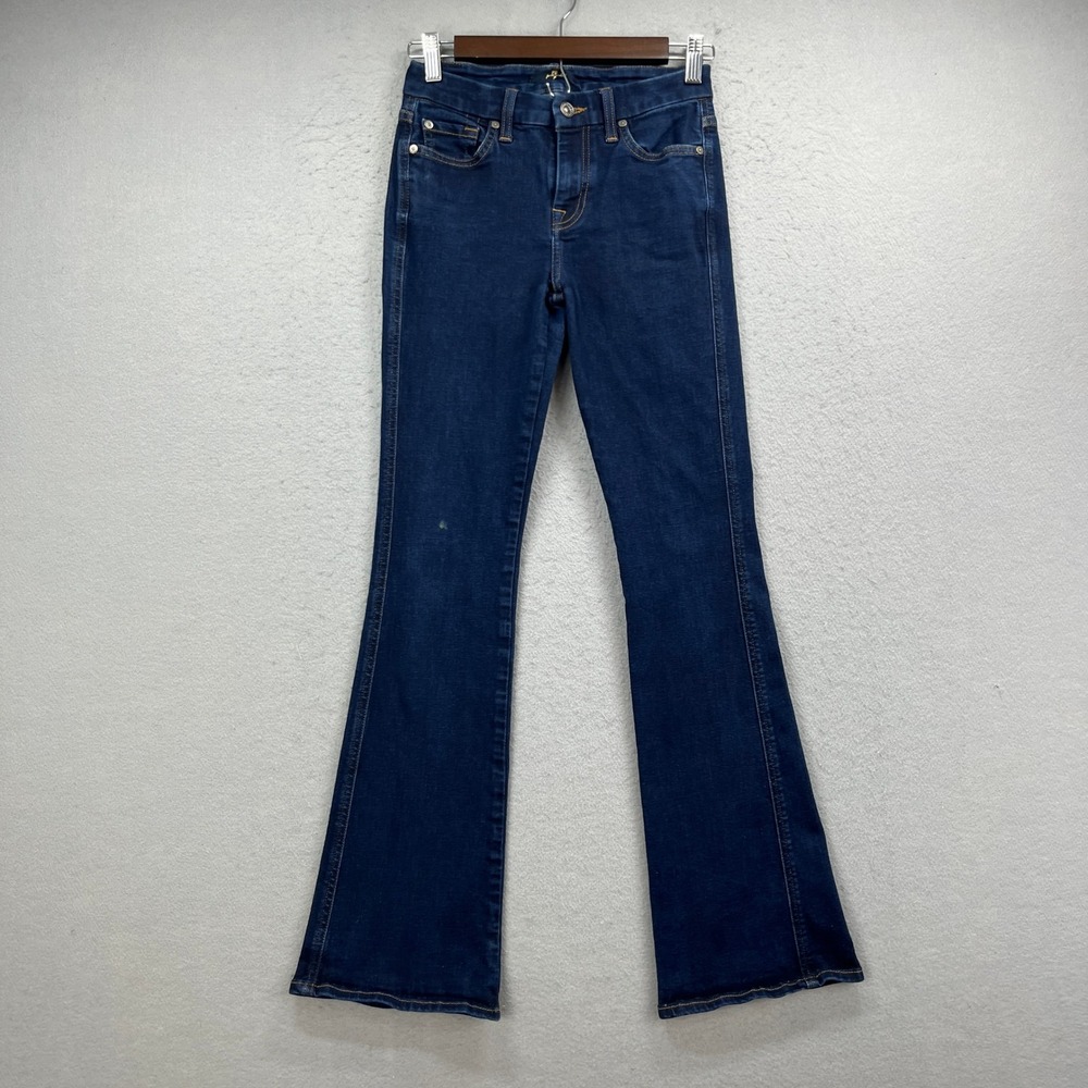 7 For All Mankind Jeans Womens 24 Blue Denim Tailorless A Pocket Flare Stretch